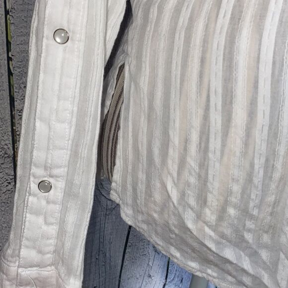 Bailey/44 Striped Print Casual Snap Button Down Shirt with Snap Closure Arms - Picture 4 of 11